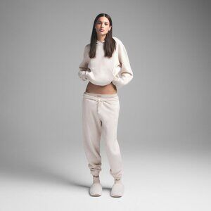 Skims Heather Oatmeal Cotton Fleece Classic Hoodie and Jogger Set Size Small